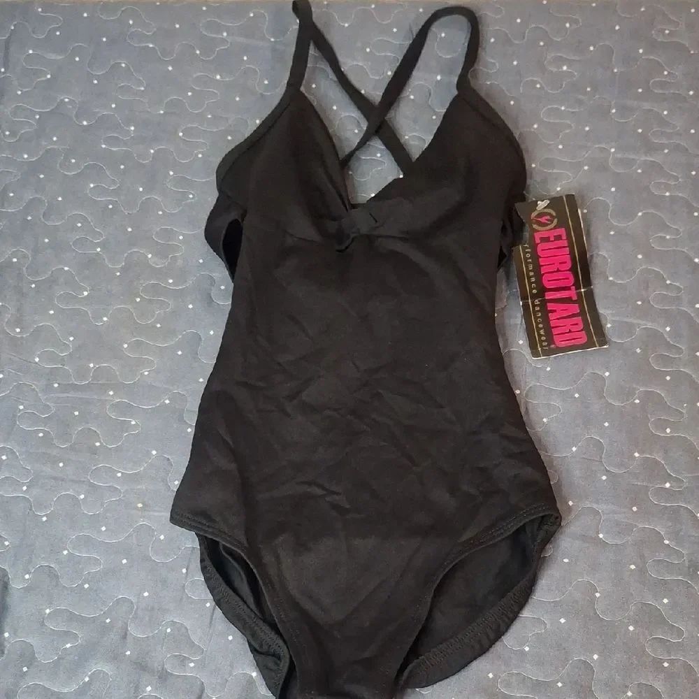 Eurotard Black Cross-Back Dance Leotard size XS NWT